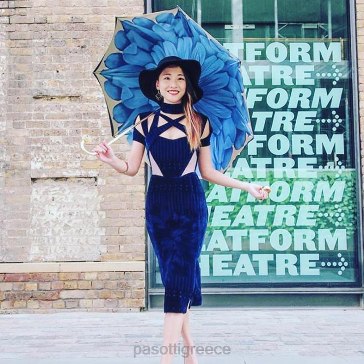 ομπρέλα | PASOTTI 189 21065-13 p17 - ομπρέλα με μπλε ντάλια πολυτελείας διπλό ύφασμα 2N6B8337 γυναίκες